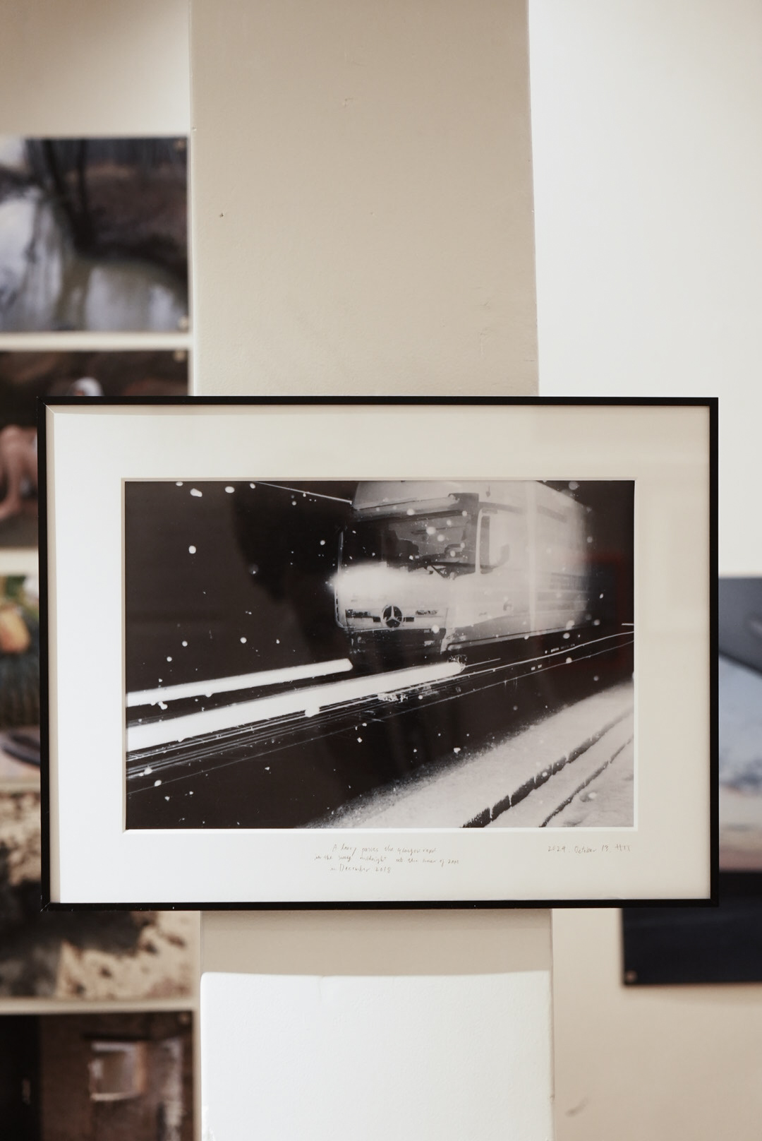 A lorry passes through Muirkirk in December 2018, framed print